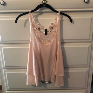 WINDSOR Coral Crop Top w/Lace Back